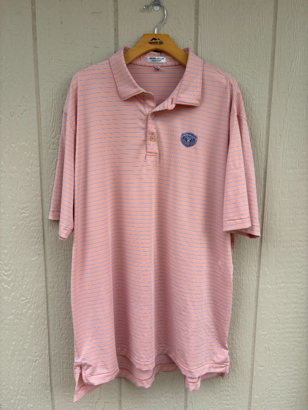 Peter Millar Summer Comfort Golf Polo Shirt Men's 2XL Peach Striped Medinah CC